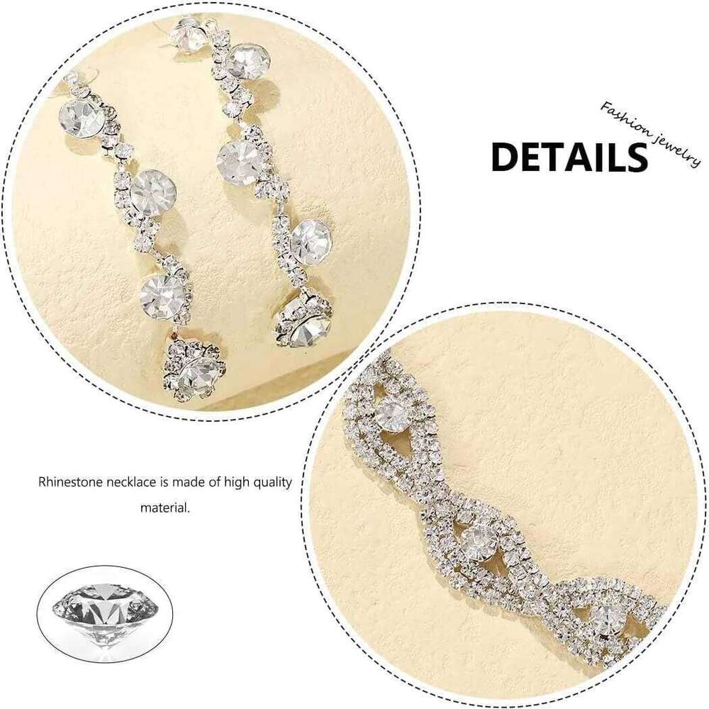 Set Rhinestone Silver Earring Bracelet Necklace Party Prom GiftWedding Earrings Jewelry for Women Z260313