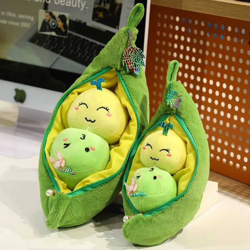 28/38CM Creative Pea Pod Plant Plush Toy Detachable Bean Cute And Interesting Green Doll To Give Baby Christmas Birthday Gift Y260314