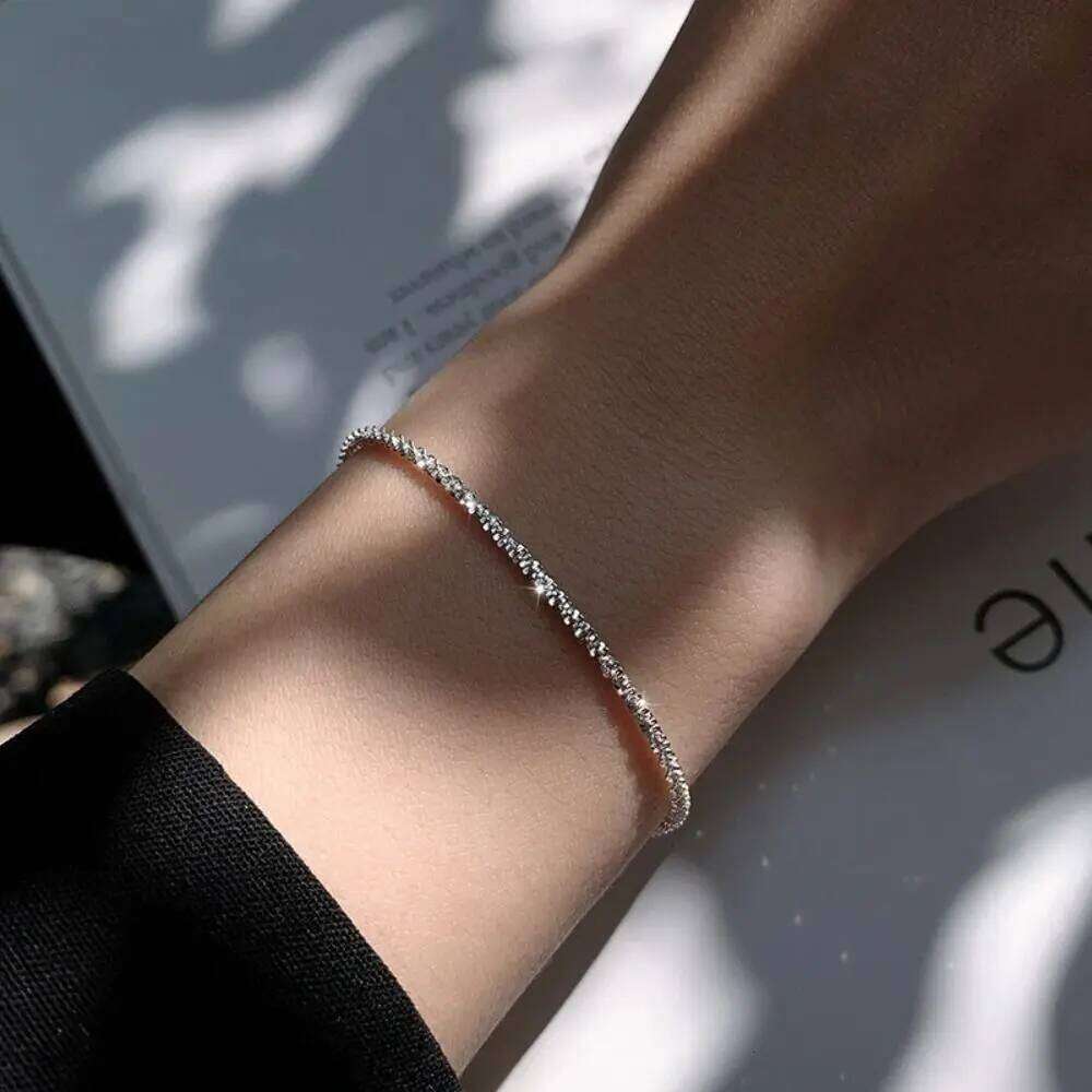 Temperament Elegant Simple Metal Silver Geometry Thin Chain Adjustable Hand Jewelry Shining Bracelet Gift Z260313