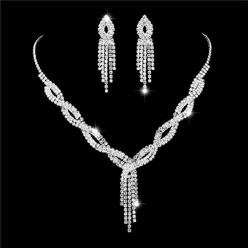 3PC Women's Fashion Copper Inlaid Claw Chain Hollow tassel Necklace Earrings Jewelry Set Wedding Banquet Party Holiday Gift-8133 Z260313