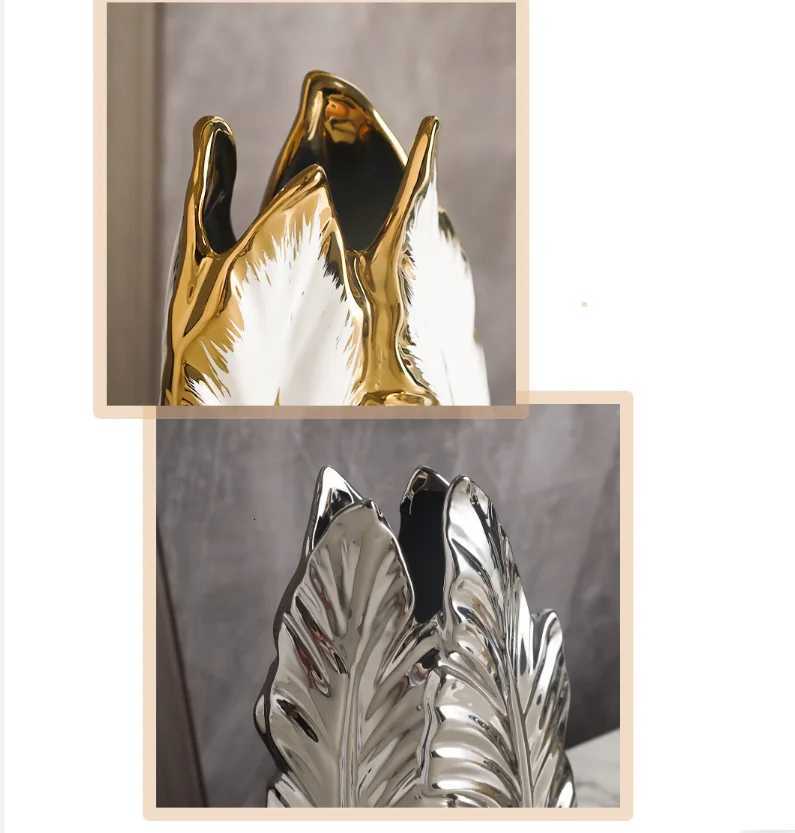 Nordic light luxury gold painted ceramic high-end vases personalized living room porch decoration TV cabinet creative home d Y260314