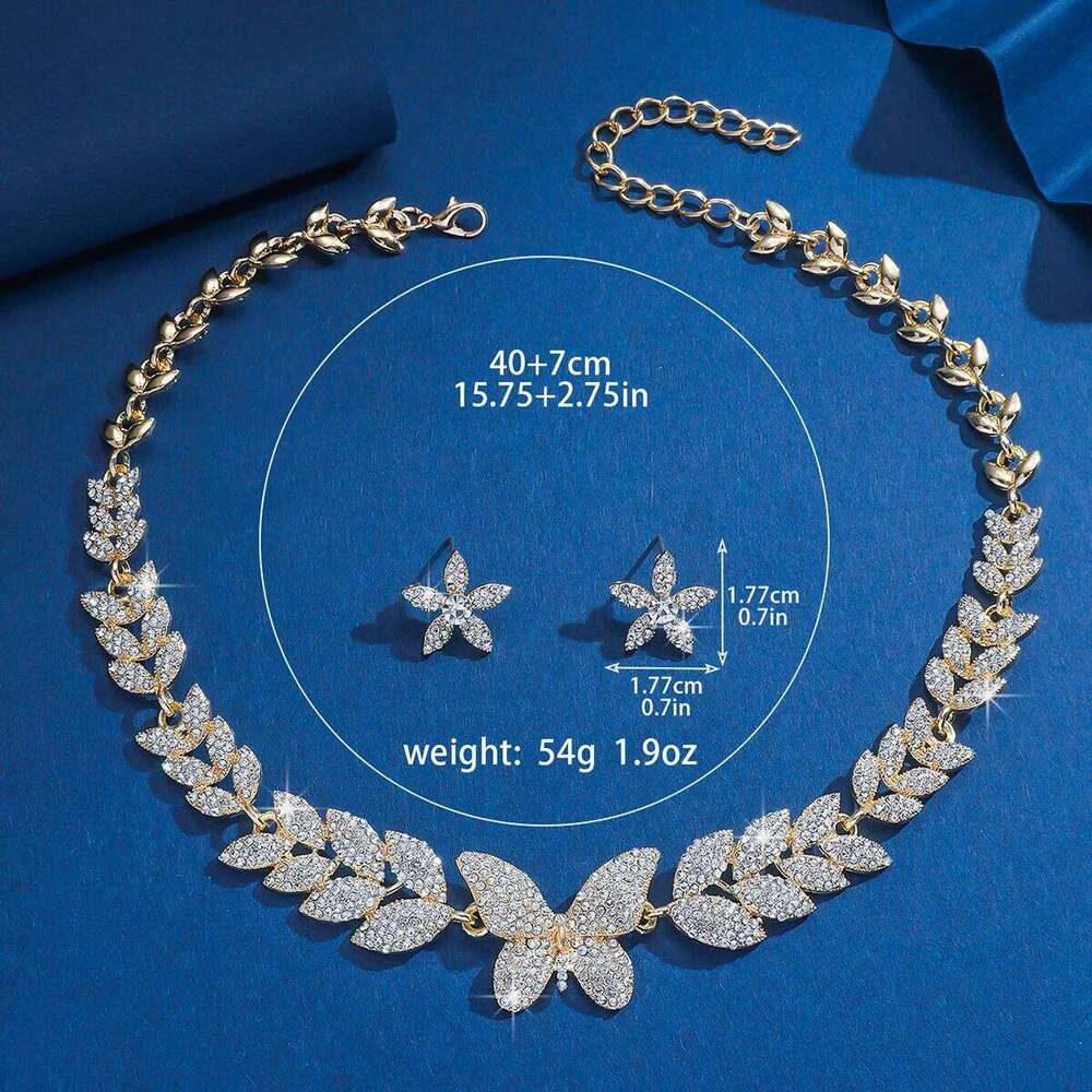 3PC Women's Fashion Flower Leaf Forest Sweet Romantic Necklace Earrings Jewelry Set Suitable for Wedding, Party, Festival Gifts Z260313