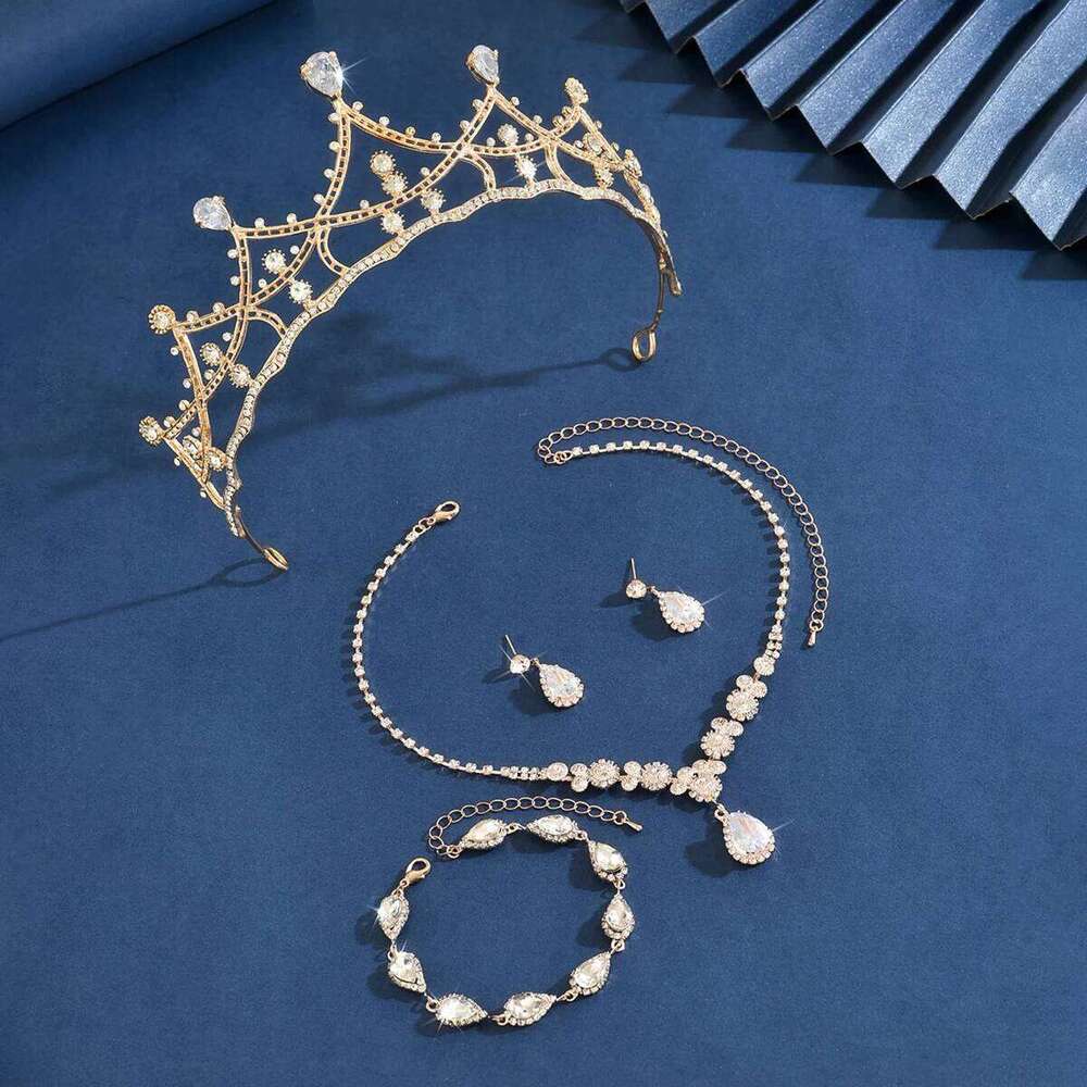 Ladies' Fashion Simple, Gorgeous and Elegant Crown Necklace Earrings Bracelet Jewelry Set Z260313