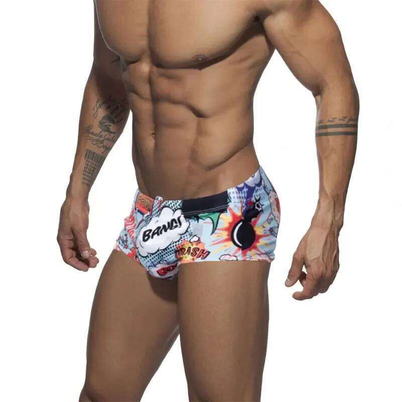 Mens Sexy Bikini Swim Boxer Briefs Short Swimwear Men Swimming Surffing Trunks Jammer Beach Shorts Beachwear Male Surf Swimsuit Z260314