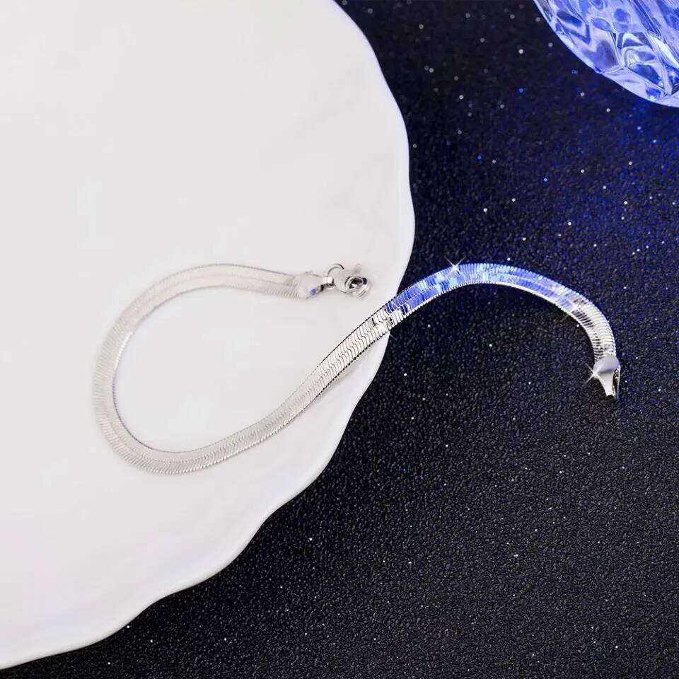 new arrive 925 Sterling Silver 4MM Chain Bracelet for Women Men Blade Fashion Wedding Fine Jewelry Christmas Gift 8inches Z260313