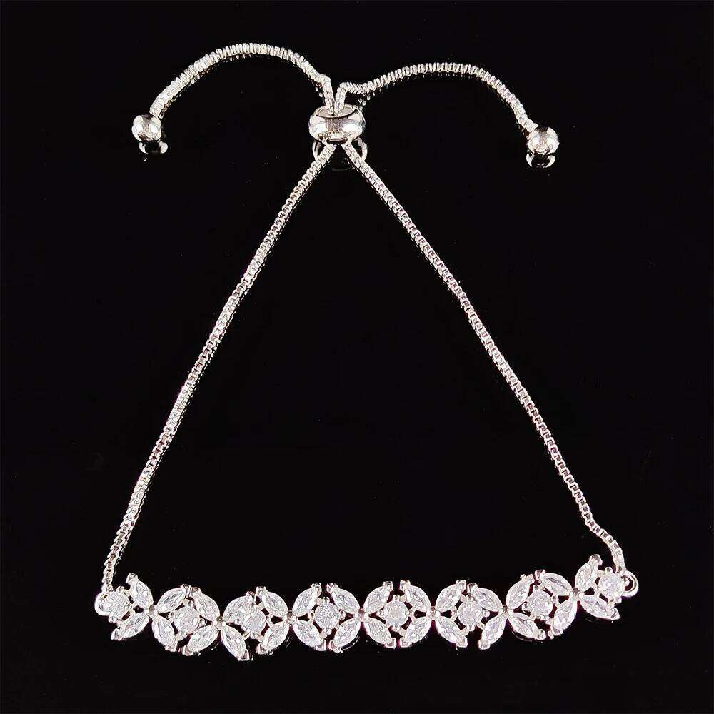 2024 New Fashion Silver Color Leaves Adjustable Bracelet Bangle for Women Anniversary Gift Jewelry Wholesale S6058 Z260313