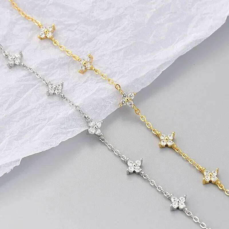925 Sterling Silver Shiny Zircon Flower For Women Luxury Temperament Chain Bracelet Birthday Party Charm Jewelry Gifts Z260313
