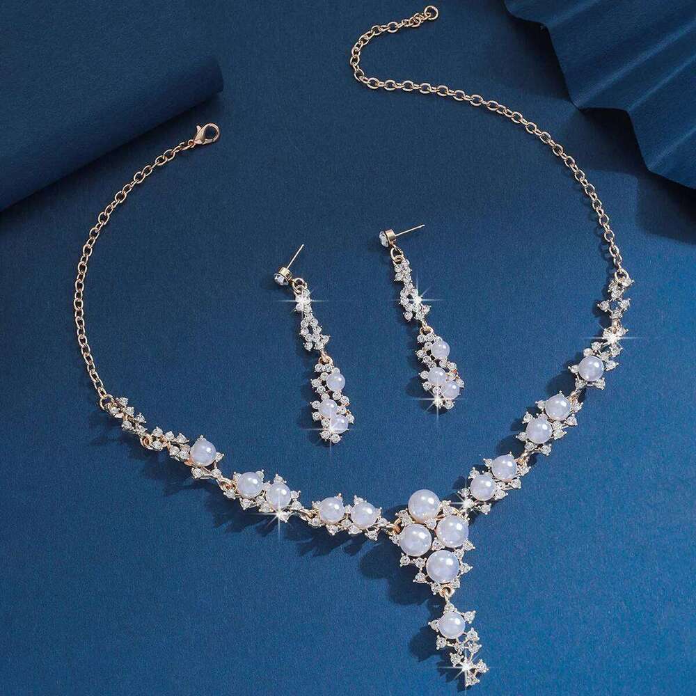 3PC Women's Fashion Imitation Pearl Necklace Earrings Jewelry Set Suitable for Wedding, Party, Festival Gifts Z260313