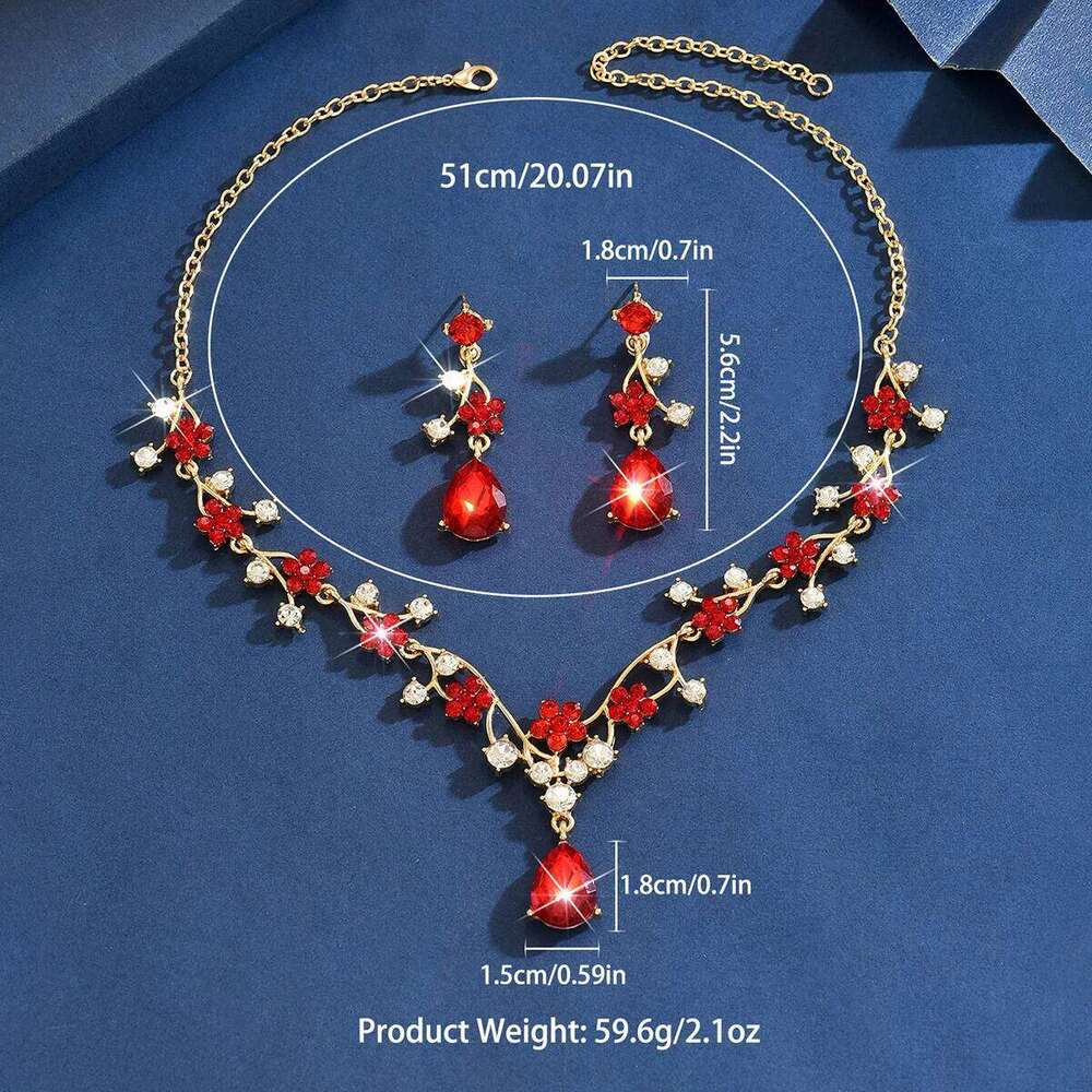 European and American exquisite heavy industry angel tear droplet necklace earrings two-piece set wedding accessories Z260313