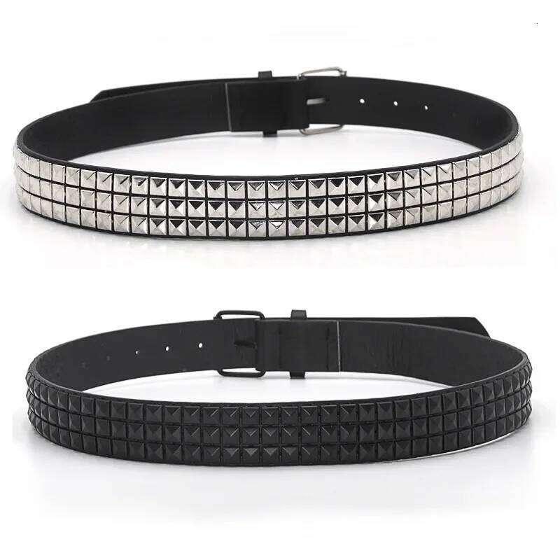 Fashion Rivet Men Women's Studded Belt Punk Rock With Pin Buckle Drop Shipping Black Z260226