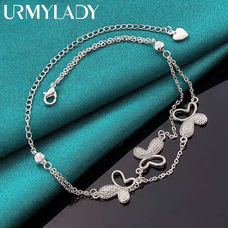 URMYLADY 925 Sterling Silver Butterfly Bracelet For Women Wedding Engagement Fashion Jewelry Z260313