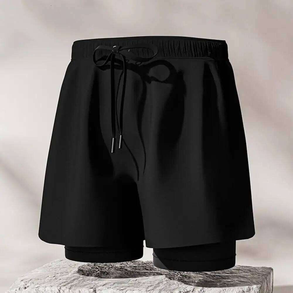 Men Summer Shorts With Supportive Compression Liner Pockets Printing Swimming Trucks Swimwear Z260314