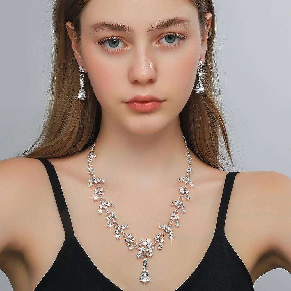 3PC Women's Fashion Water Drop Geometric Round Necklace Earrings Jewelry Set Suitable for Wedding, Party, Festival Gifts Z260313
