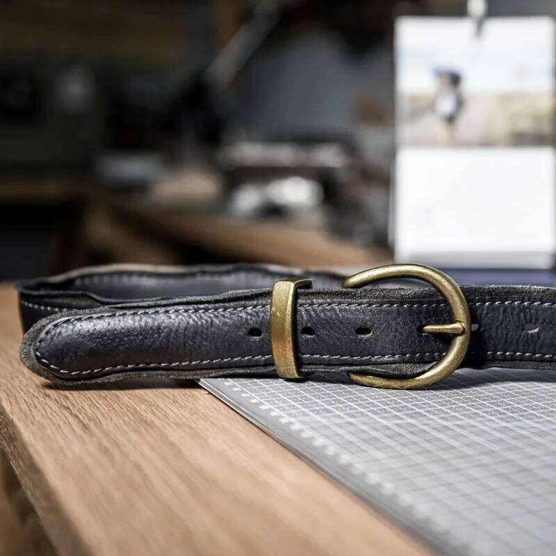 Brass Pin Buckle Retro Leather Personality Natural cowhide Fold Men's Jeans Luxury Trend Belt Z260226