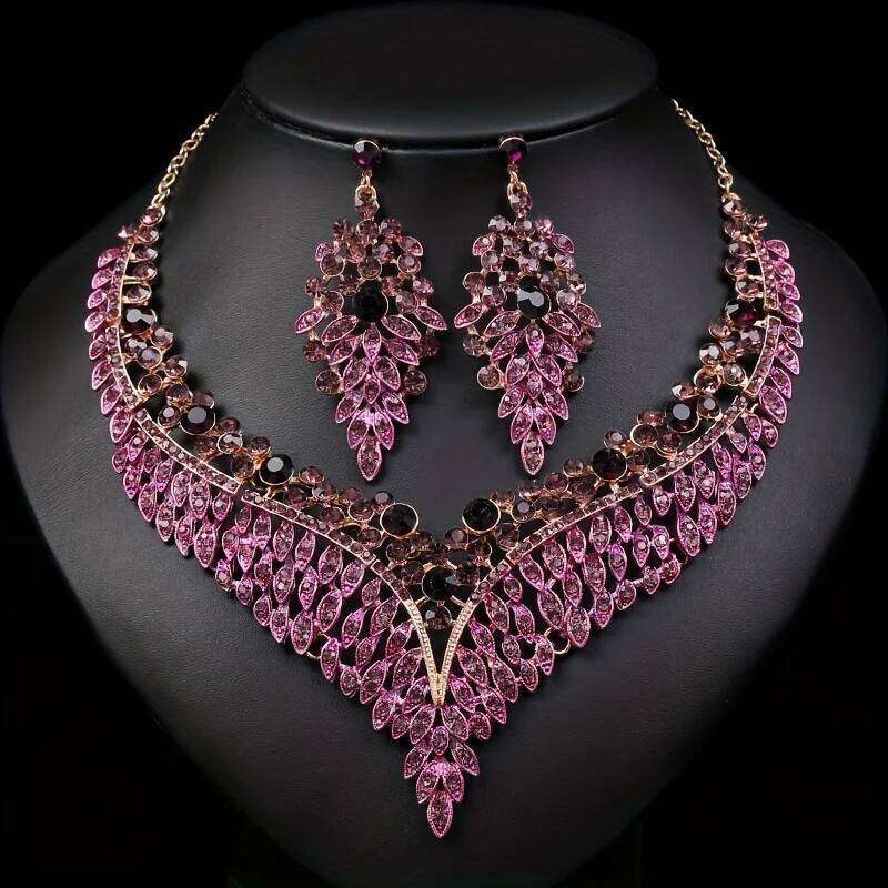 3PC Women's Fashion Starry Leaf Embellishments Necklace Earrings Jewelry Set Wedding Banquet Party Festival Gift 8884 Z260313