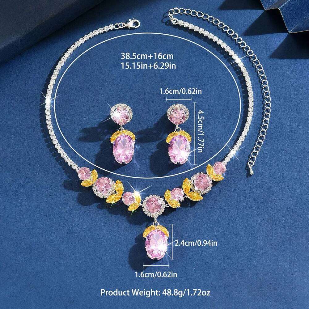 European and American diamond studded design, collarbone chain, light luxury temperament, fashionable necklace, earrings Z260313