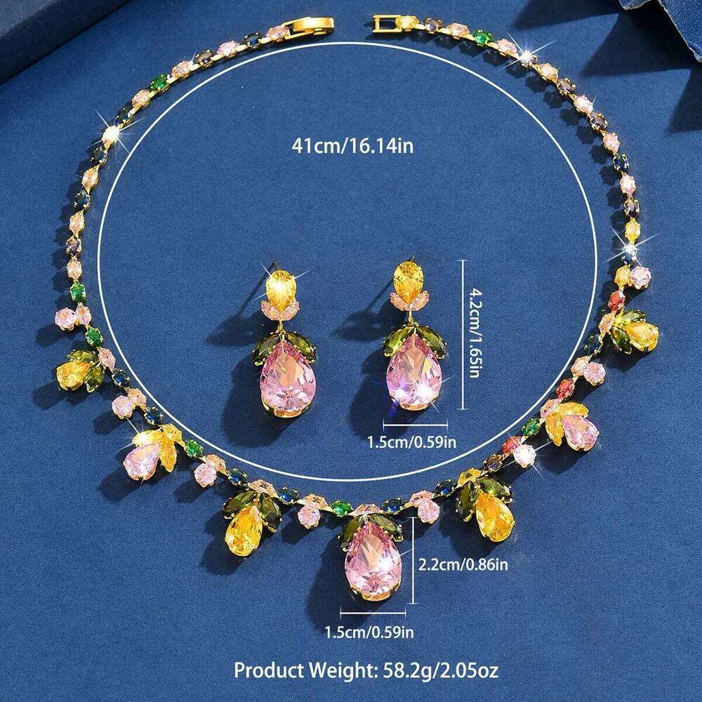 New French Ocean Zircon Necklace Earrings Set Fairy Tree Seal Fine Pair Dress Accessories Women Z260313