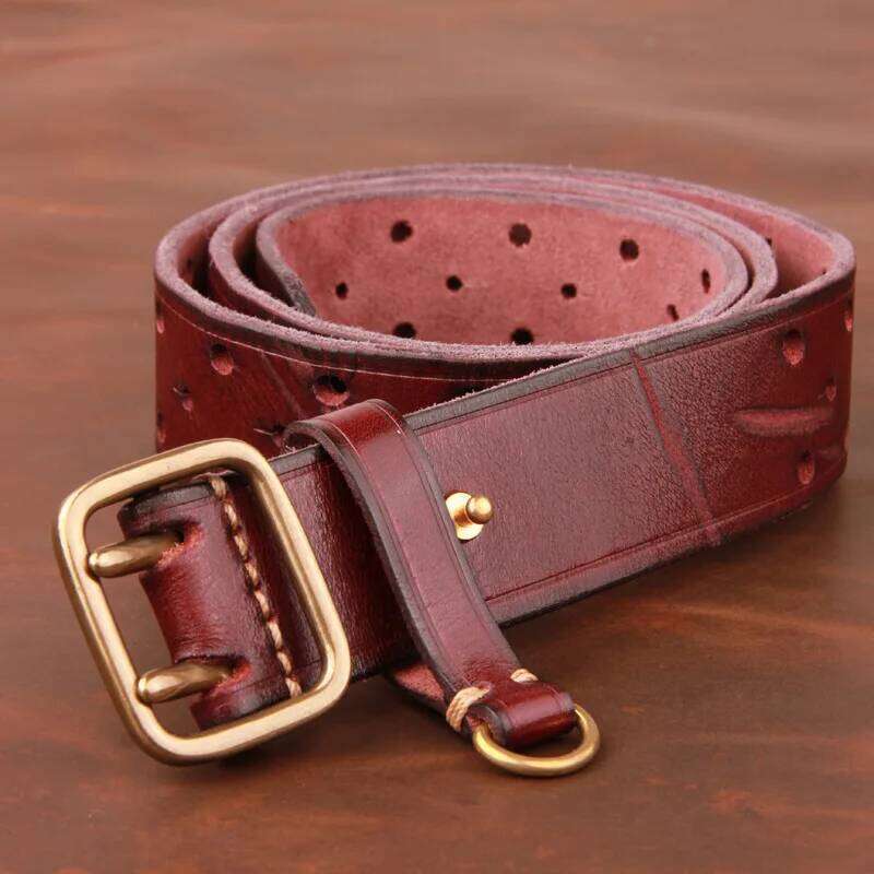 Double-pin Copper Buckle Luxury Fashion Belt Retro First Layer Pure Cowhide Jeans with Genuine Leather Stylish Men's Belts Z260226