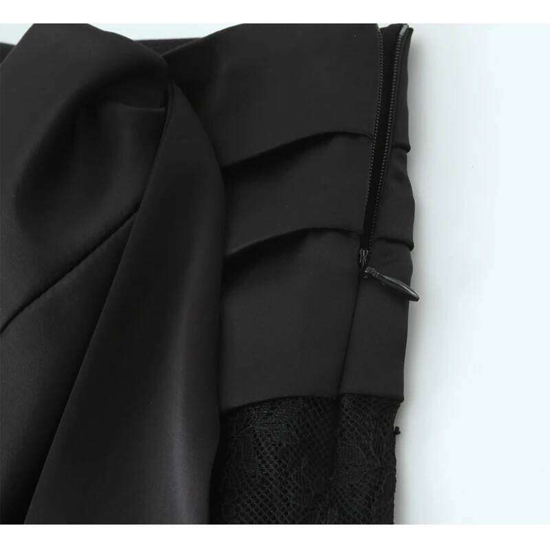 MUJER Black Lace Mini Women Bow Layered Women's Set Mid Waist Skirt Cylinder Luxury Short Skirts for Woman Z260314