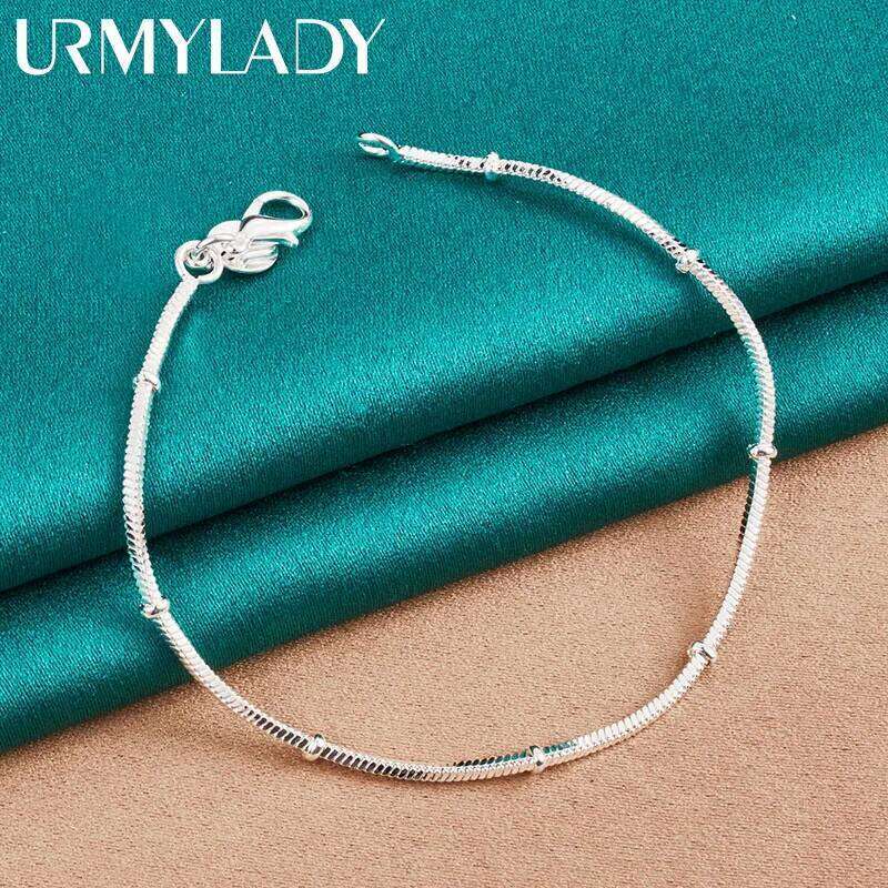 URMYLADY 925 Sterling Silver Snake Chain 20cm Bracelet For Women Men Wedding Charm Engagement Party Fashion Jewelry Z260313