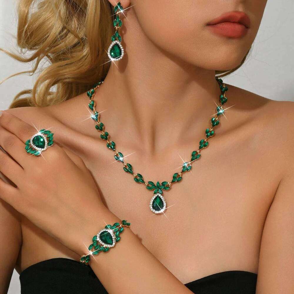 Four piece set for European and American foreign trade, long water droplet set, versatile accessories wholesale Z260313