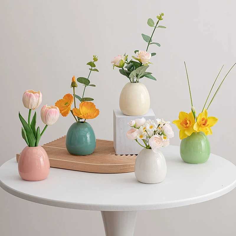 Aesthetic Flower Arrangement Vase Mini Ceramics Vase Nordic Ceramics Flower Pot Home Desktop Decoration Vase Tabletap Vase Y260314