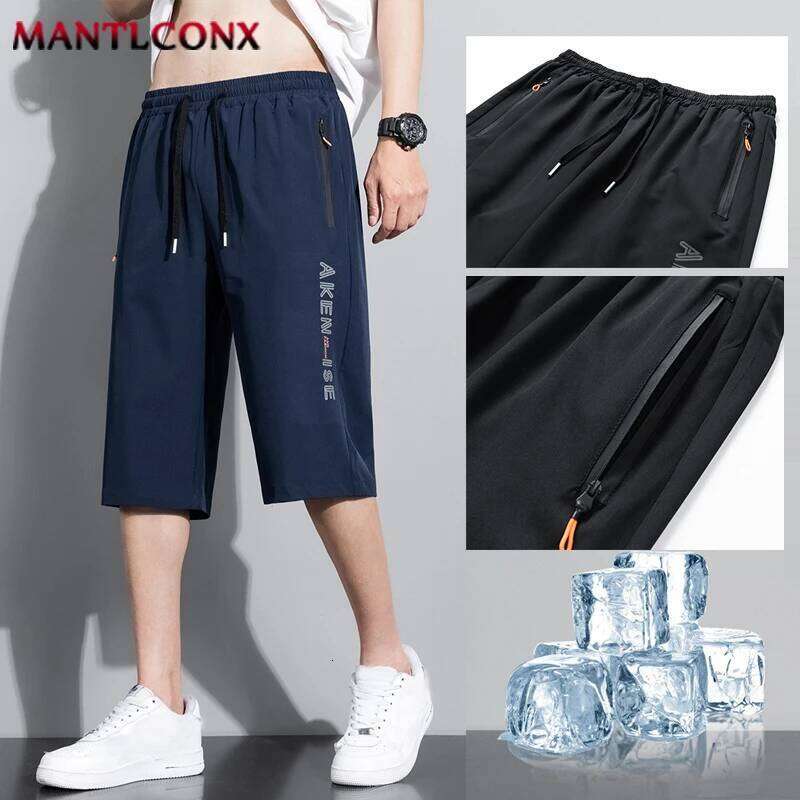 New Fashion Sports Elastic Waist Shorts Male Breathable Quick Dry Comfortable Men's Short Pants Men Bottom Black XXXL Z260314
