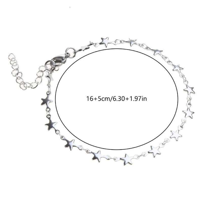 Simple Charm Bracelets for Women Girls Silver Color Five-pointed Stars bangles Adjustable chain Trendy Hand Accessories Z260313