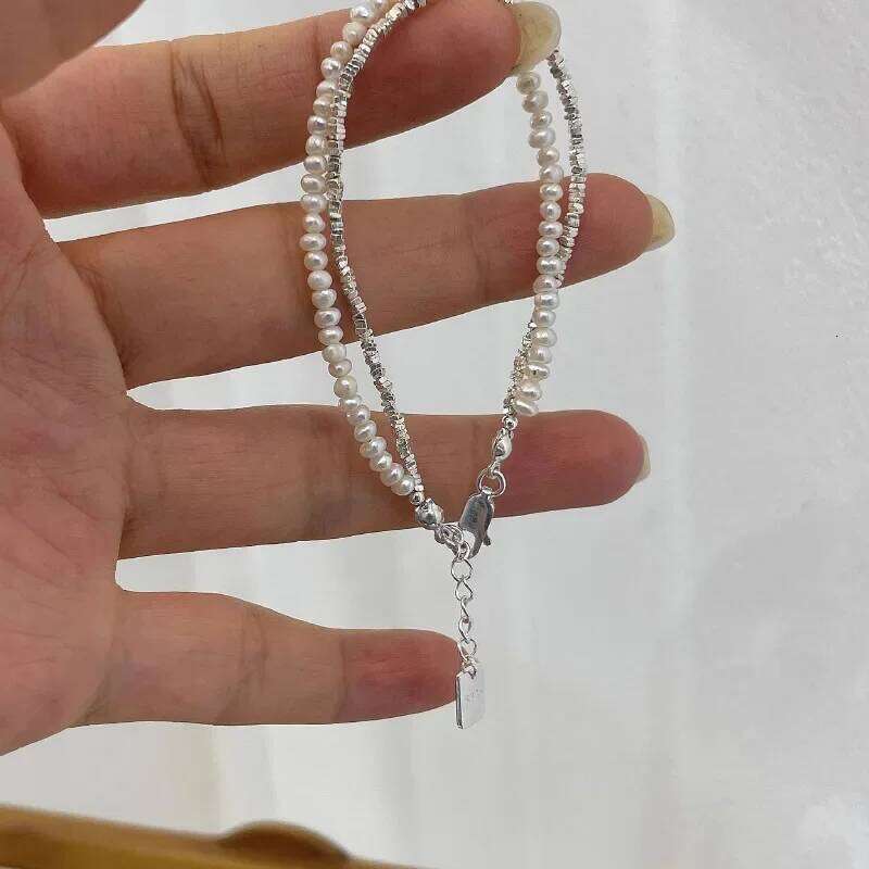 925 Sterling Silver Double Layer Pearl for Women Girl Vintage Luxury Design Bead Korean Jewelry Charm Bracelet Z260313