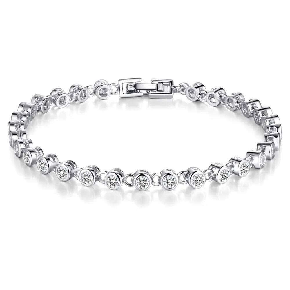 New Arrival Luxury Round Silver Color on Hand Bracelet Bangle for Women Anniversary Gift Jewelry Bulk Sell Christmas S5447 Z260313