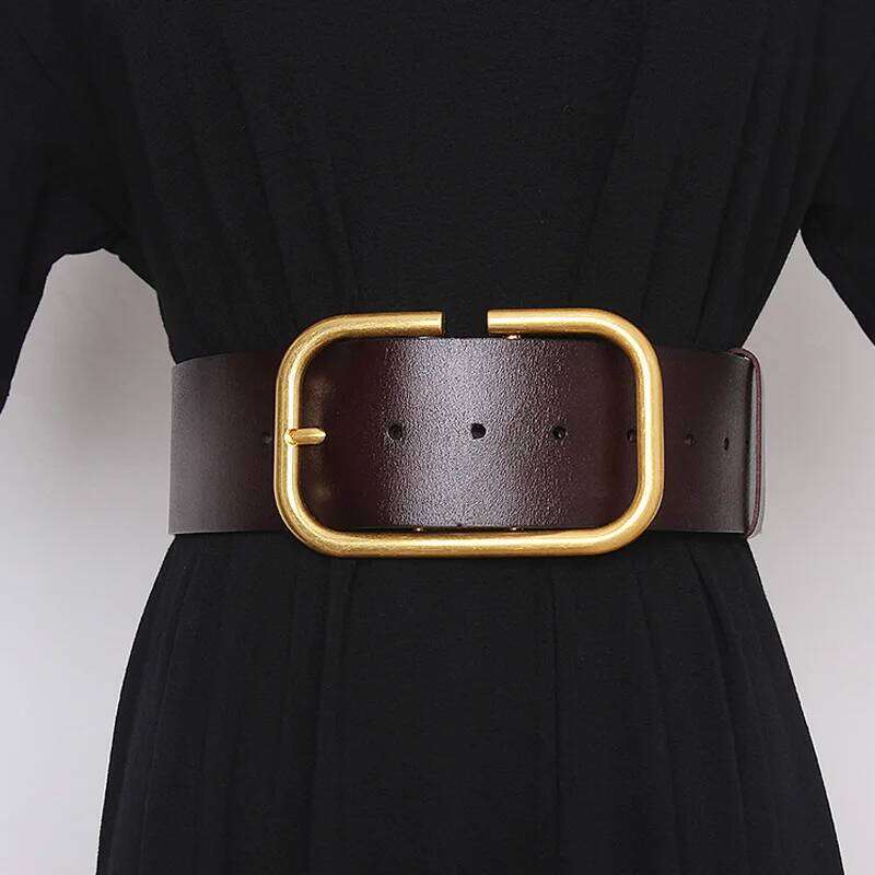 High-end Luxury Brands Women's Waist 5.7CM Width Genuine leather Corset Belt Plus Size Cowhide Dress Jacket Waistband Z260226