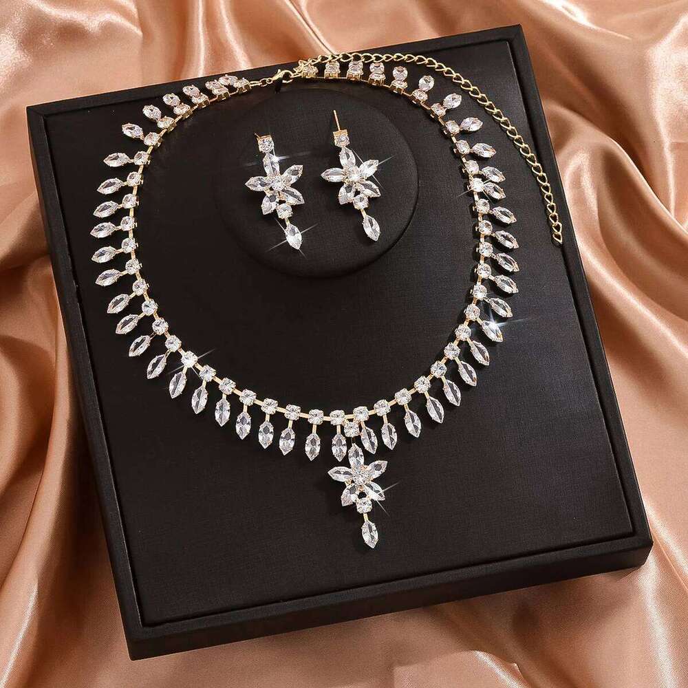 3PC Women's Fashion Zircon Series Flower Necklace Earrings Jewelry Set Suitable for Wedding, Party, Festival Gifts-8565 Z260313