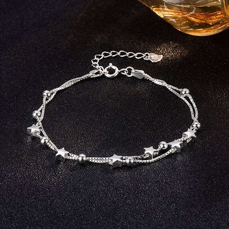 925 Sterling Silver Star Bracelets for Women Fashion Korean Five-pointed Double Layered Charm Bracelet Luxury Original Jewelry Z260313