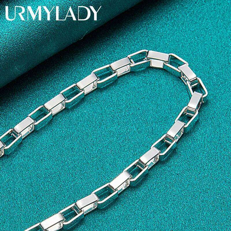 URMYLADY 925 Sterling Silver Big Long 5mm Box Chain Bracelet Wedding Engagement Party For Women Man Fashion Charm Jewelry Z260313