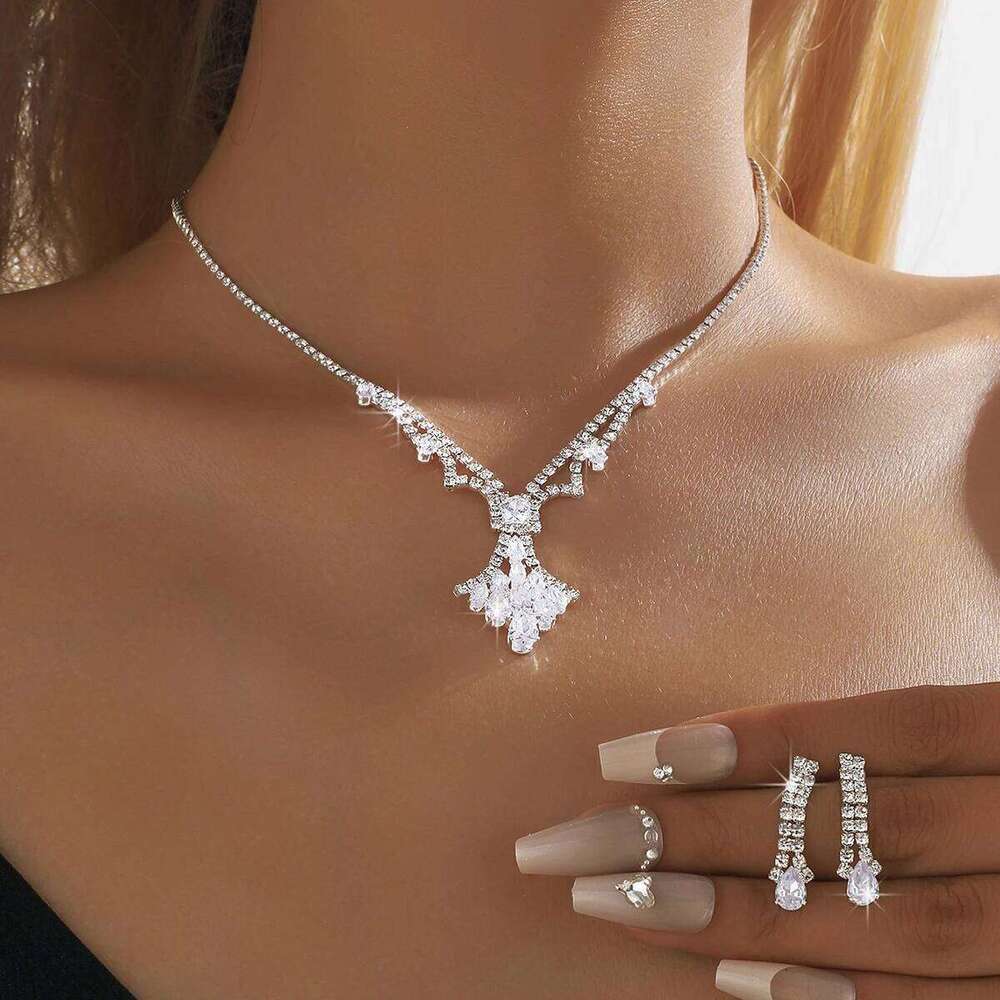 3PC Women's Fashion Design Water Drop Necklace Earrings Jewelry Set Wedding Party Festival Gift Z260313