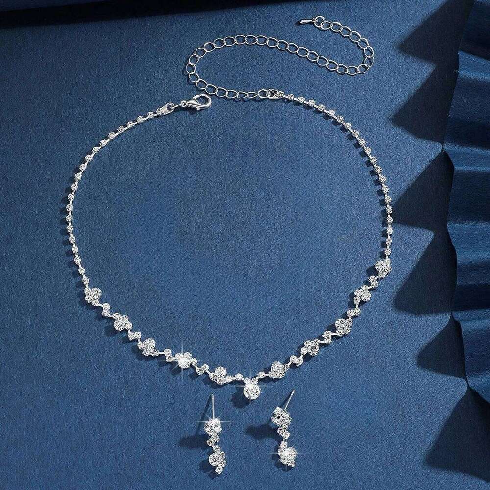 Luxury Zircon Stud Earrings Necklace Set for Women Stainless Steel Hypoallergenic Wedding Banquet Sparkle Jewelry Sets Gift 3pcs Z260313