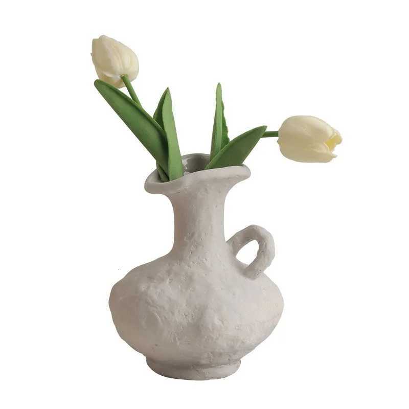 Hydroponics Nordic Style Simple Flower Pot Ceramic White Vases Table Accessories Bathroom Aesthetic Room Decoration Y260314