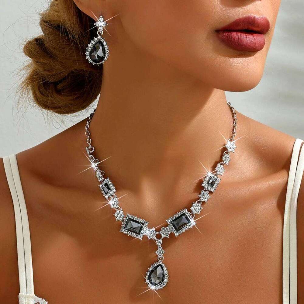 Ladies' fashionable design, geometric necklace, earrings, jewelry set suitable for weddings, gatherings, holidays, gifts Z260313