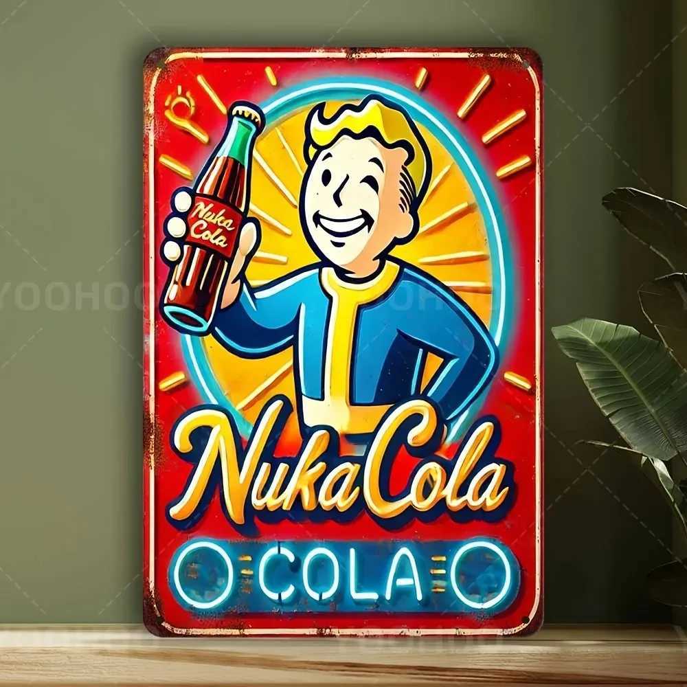 Wasteland Nostalgia Nuka Cola Sign Vintage Aluminum Wall Art for Game Room Man Cave D260314