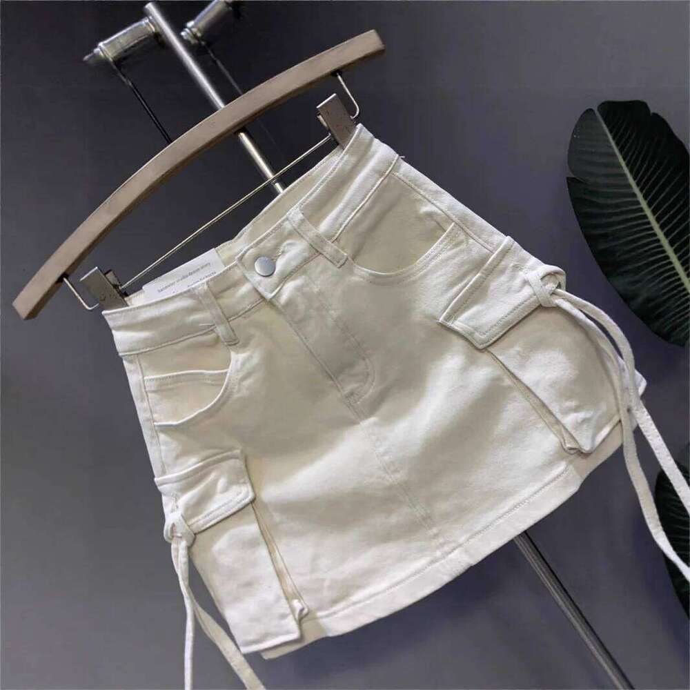 Womens Cargo Low Waist Button Denim Mini Y2k Jean Skirt with Flap Pockets Z260314