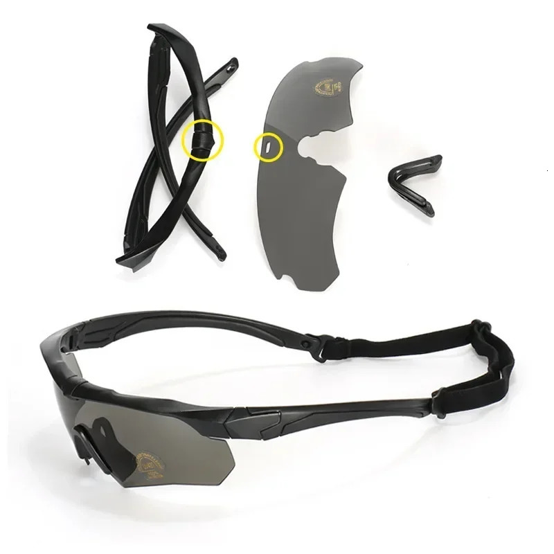 HD 3 Lens Tactical Cycling Goggles CS Airsoft Windproof Army Shooting Polarized GlassesMotorcycle Cycling Outdoor Sport 260311