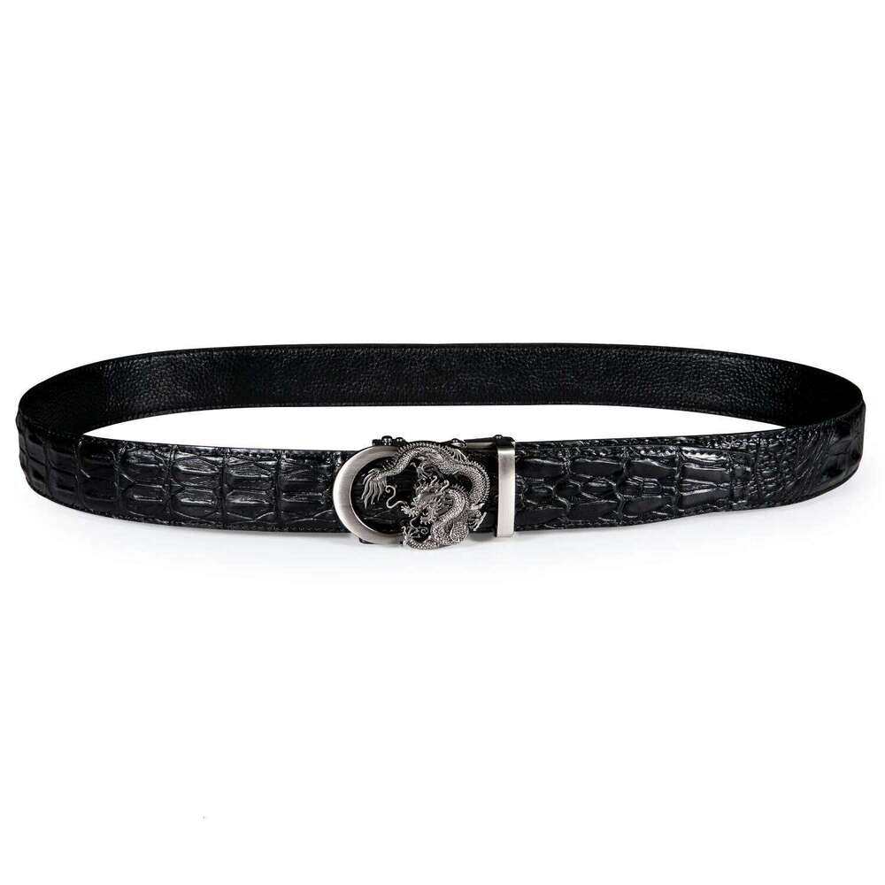 Black Crocodile Pattern Leather Mens Belts Dragon Automatic Buckles Ratchet Vintage Waistband Belt for Men Jeans Dress Z260226