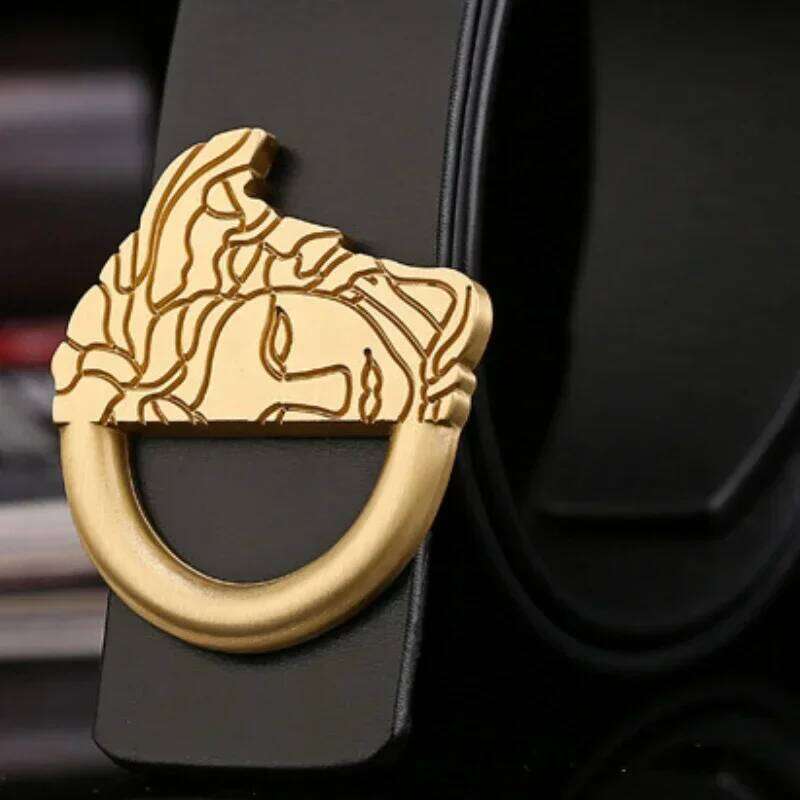 Trendy High-quality Yellow Half Face Buckle Casual Versatile Business Suit Men's Belt The Best Gift for Men Z260226