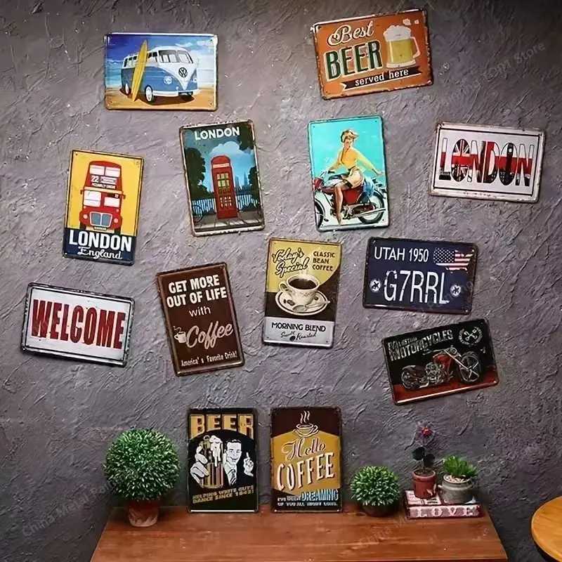 Tin Sign Rustic Vintage Look Parts Service Motorcycle Sales Biker Garage-Aluminum D260314