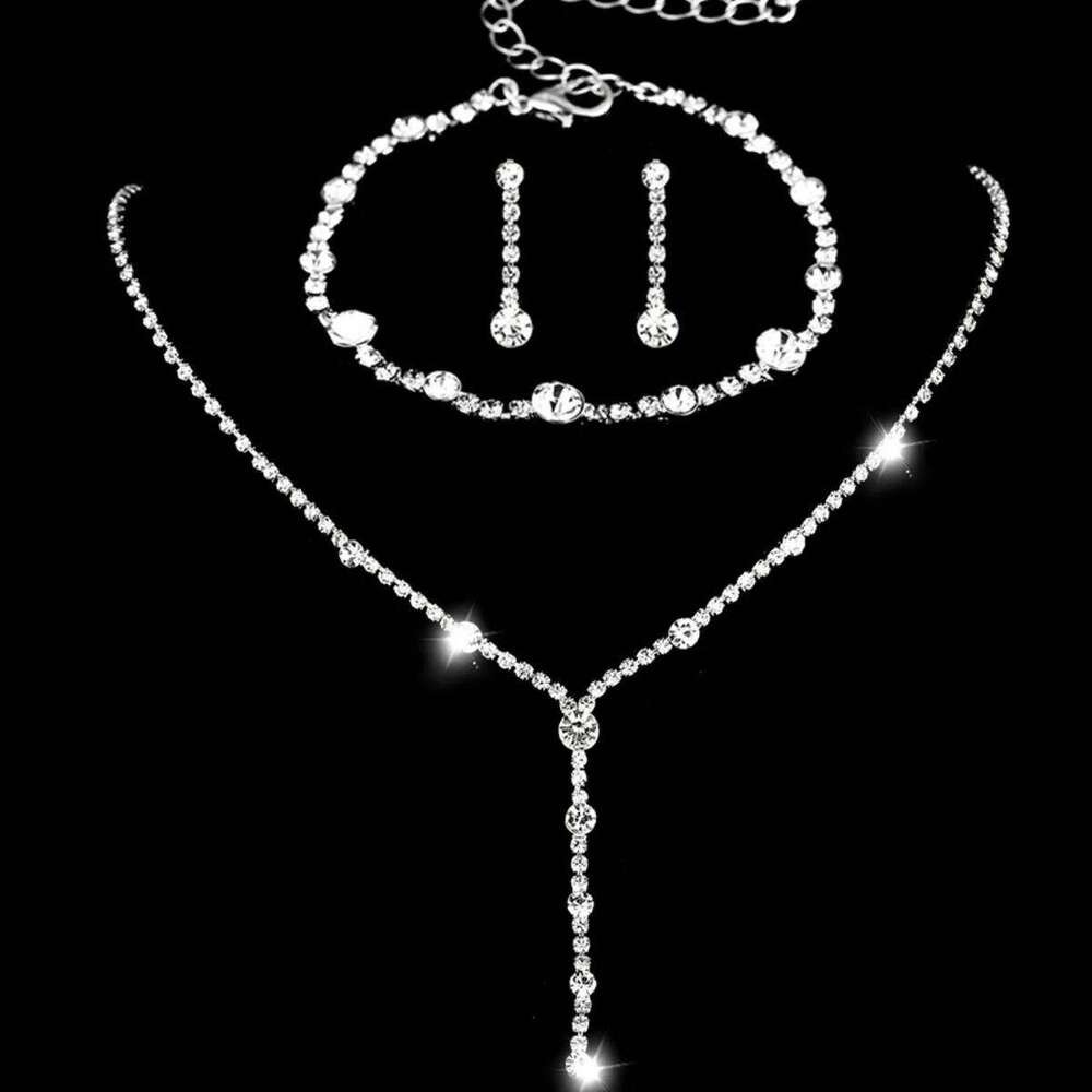 4PC Women's Fashion Trend Minimalist Water Diamond Earrings Necklace Bracelet Jewelry Set Wedding Banquet Party Festival Gift Z260313