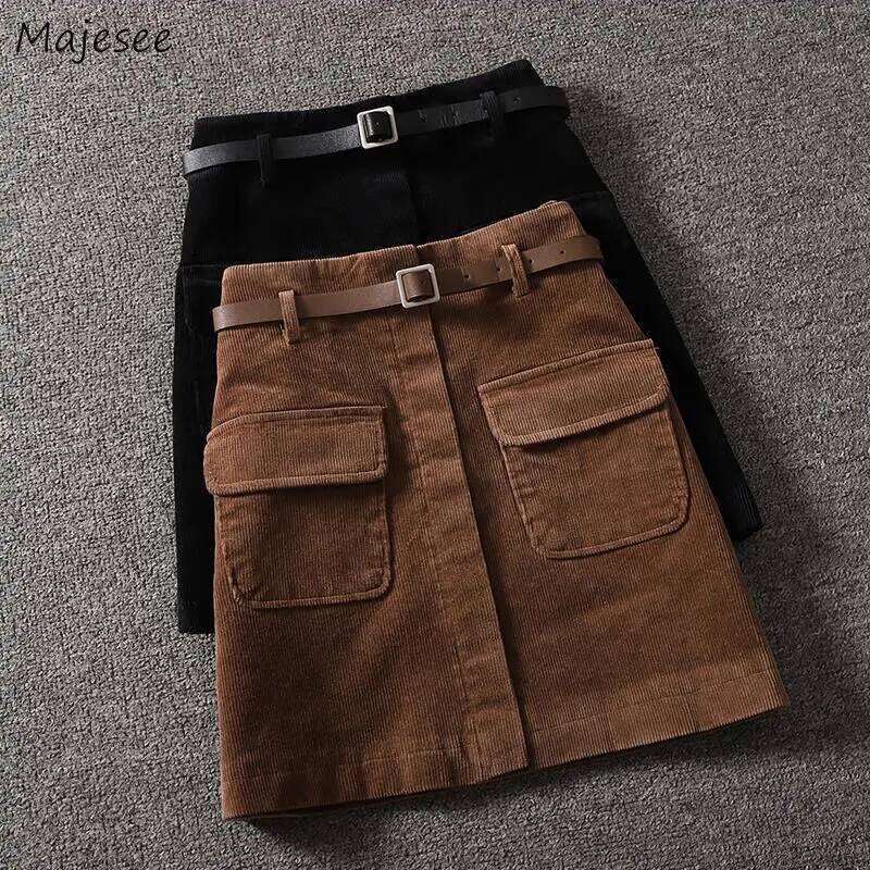 Mini Skirts Women Corduroy Korean Version Y2k Vintage A-line Clothes Preppy All-match Harajuku Basic Leisure Empire New Arrival Z260314