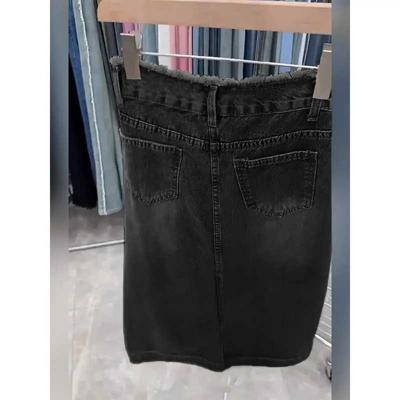 High Waist Slit Denim Mini Skirt Womens Hot Sale Of The Season New Summer A- Line Skirt Bodycon Half Skirt Small Size Pear Sh M260314