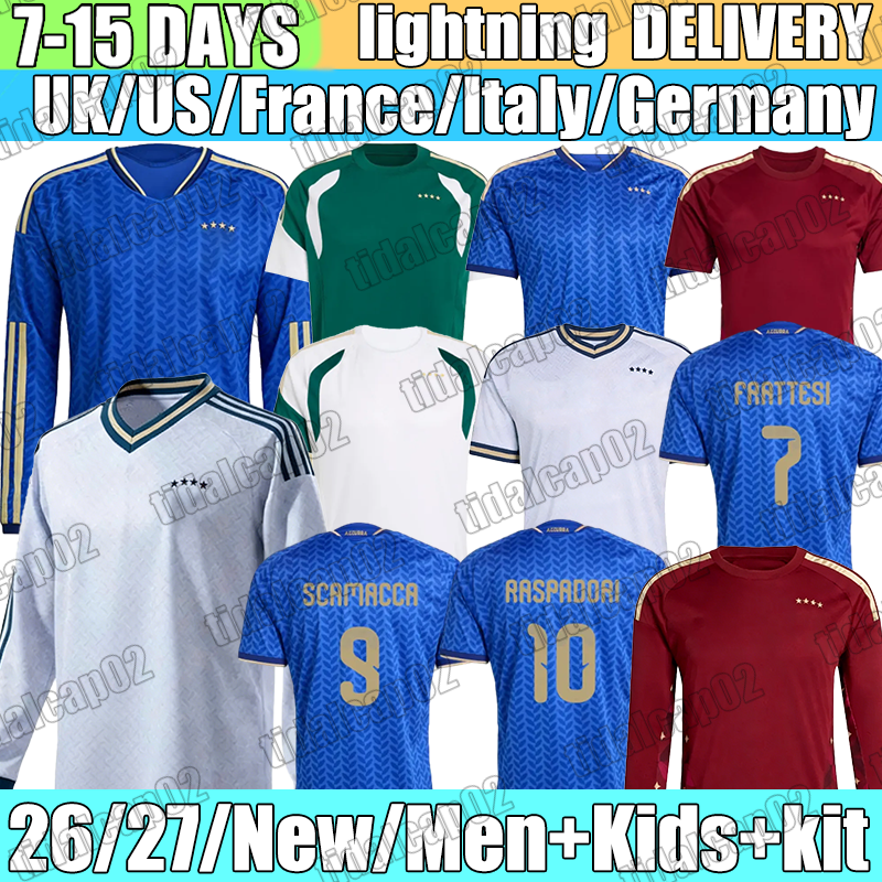 Italy Jersey Tonali BARELLA SCAMACCA KEAN RETEGUI maglia italia Soccer Jerseys RASPADORI FRATTESI Donnarumma DIMARCO CAMBIASO 26 27 Football Shirt Men Kids Kit