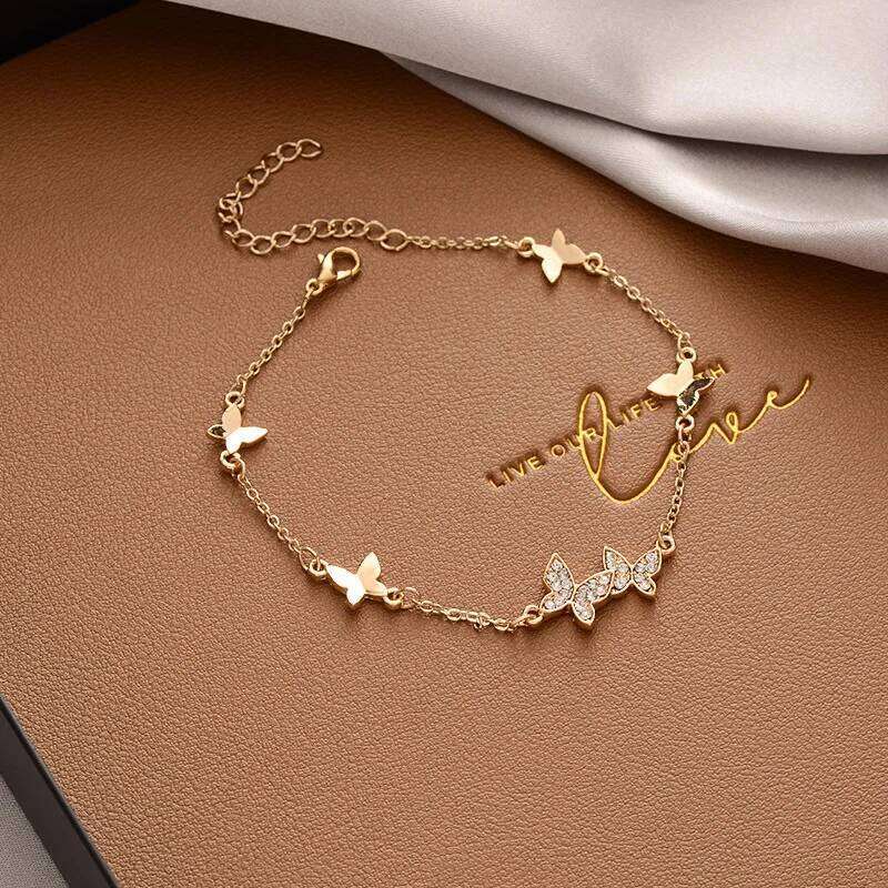 Elegant Butterfly Classic Bracelet for Woman Gold Colour Rhinestone Bracelets Chain Bangle sets Jewelry Party Wholesale Z260313