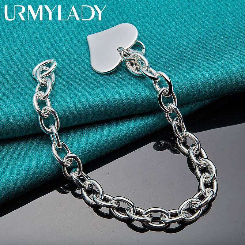 URMYLADY 925 Sterling Silver Love Heart Pendant Bracelet For Women Wedding Party Fashion Jewelry Z260313